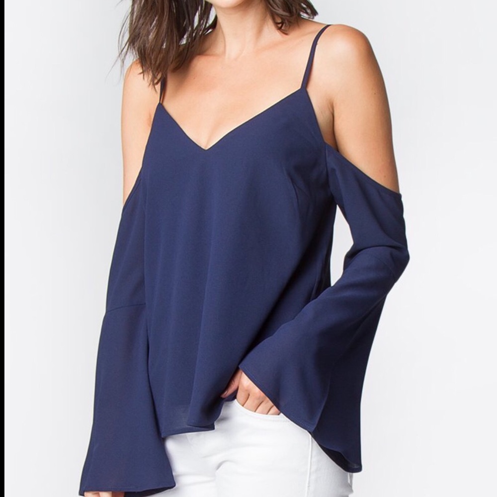 SugarLips Cold Shoulder Bell Sleeve Top